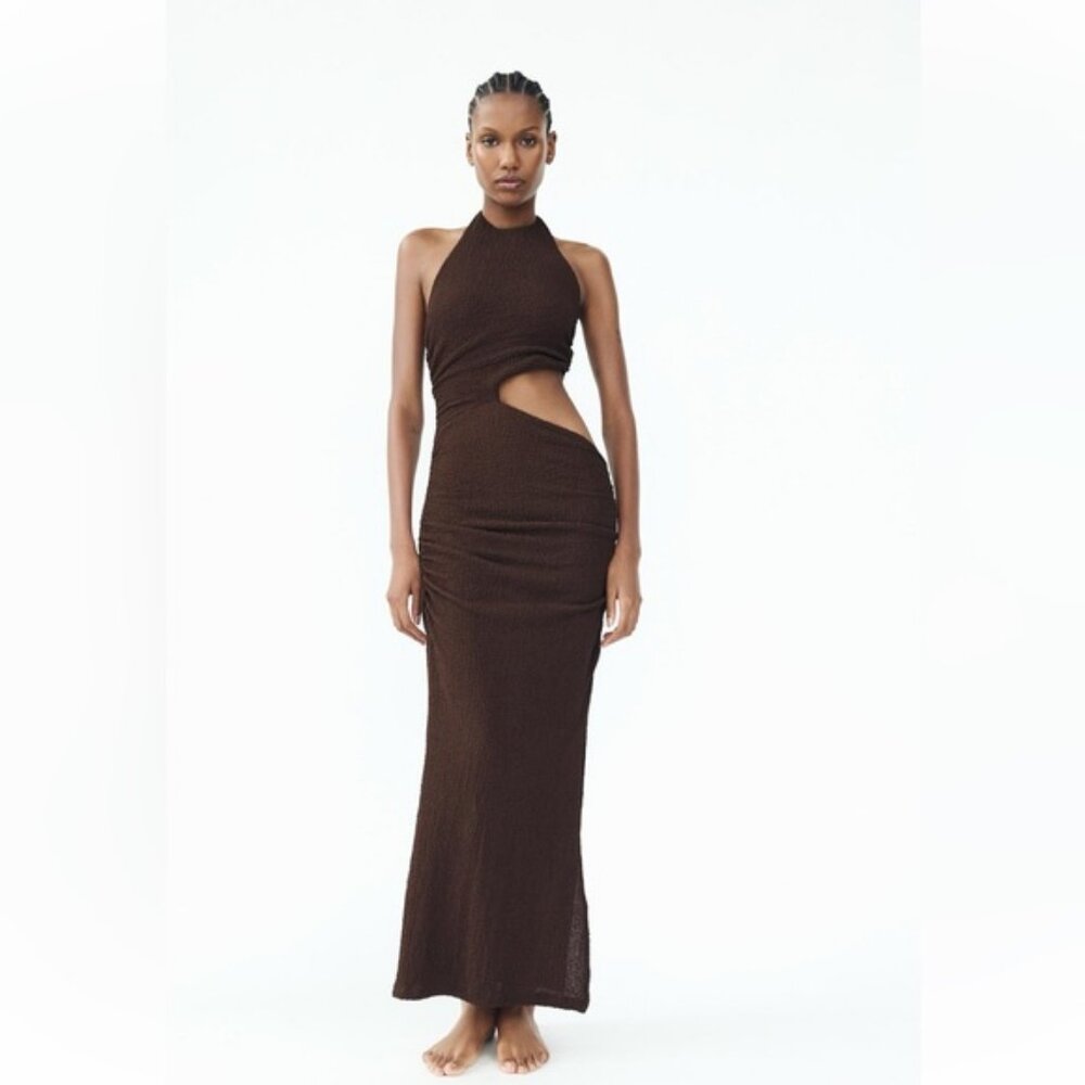 ZARA TEXTURED CUT OUT DRESS - Picture 1 of 11